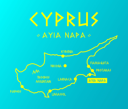 Vector map Cyprus with citiesのイラスト素材