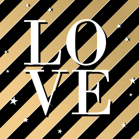 Vector Love and black stripes goldのイラスト素材