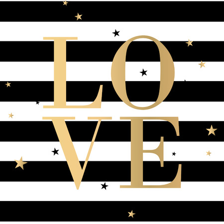 Vector text Love and black stripes gold posterのイラスト素材