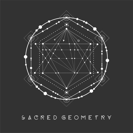 Esoteric sacred geometry vector on black backgroundのイラスト素材