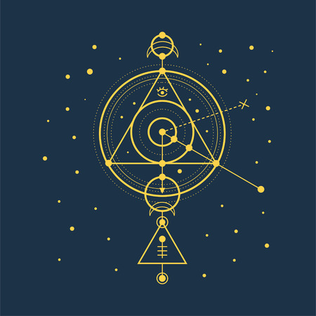Esoteric sacred geomety vector on blue backgroundのイラスト素材