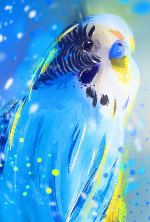 Portrait of a blue parrot illustration