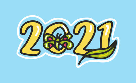 Creative concept of 2021 Happy New Year logo text design. Brochure design template, card, banner....