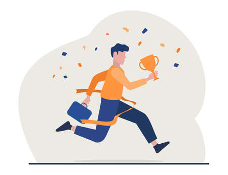 Flat illustration business winner reaching goal, success. Business vector illustrationのイラスト素材