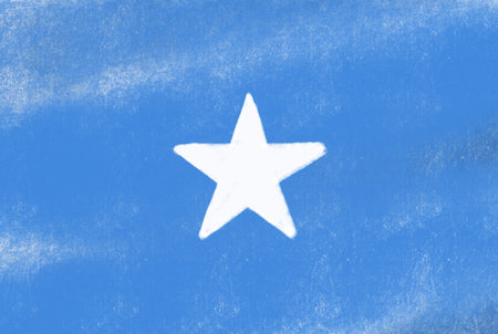 Flag of Somalia with grunge and vintage texture, white star on a blue background. Federal Republic of Somalia.の写真素材