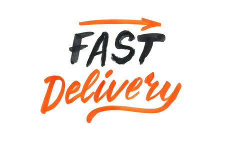 hand drawn brush lettering Fast deliveryの写真素材