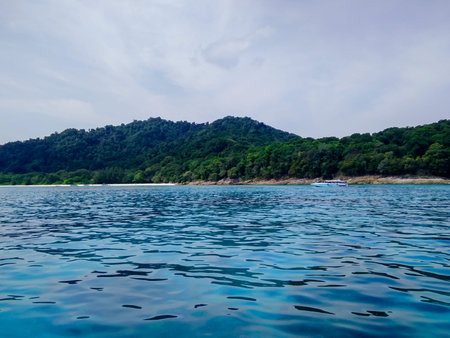 PHANG-NGA, Thailand - Beautiful Andaman turquoise south sea at Tachai Island, located Similan islandの写真素材