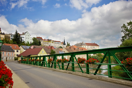 Cityscape of small pretty European town. A view on Waidhofen an der Thaya, Austria.の写真素材
