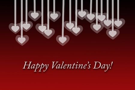 Happy valentines day lettering background. White heart on red background.の写真素材