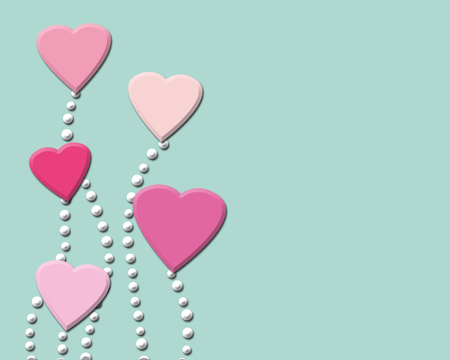 Happy Valentine's day background with pink hearts. Romantic illustration.の写真素材