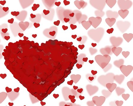 Happy Valentine's day background with red hearts. Romantic illustration.の写真素材