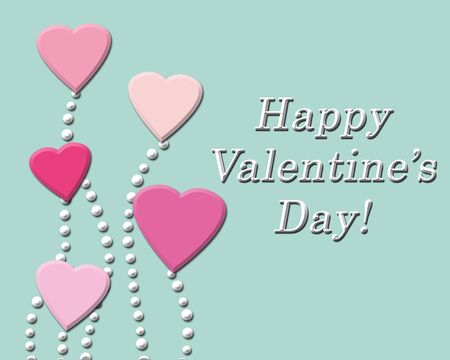 Happy Valentine's day background with pink hearts. Romantic illustration.の写真素材