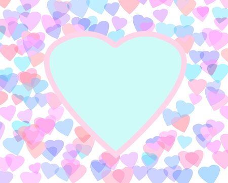 Happy Valentine's day background with color hearts. Romantic illustration. Heart shape frame.の写真素材