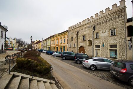 Gmund, Lower Austria, 10 March 2016: Street in Gmund, Waldviertel. Beautiful cityscape with small european street.の写真素材