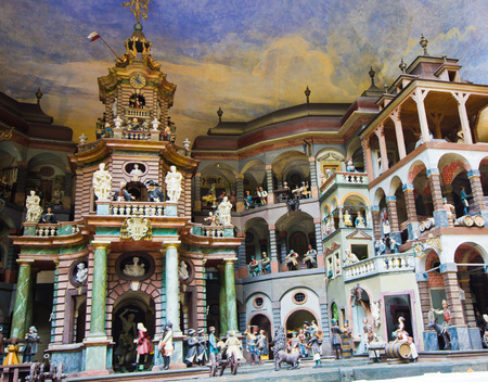 Salzburg, Austria/16 September 2016: Hellbrunn Palace - Water powered Mechanical Theater. Mechanical, water-operated and music-playing theatre built in 1750 including some 200 automata showing various professions at work.のeditorial素材