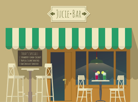 Retro illustration of a street juice bar terraceのイラスト素材