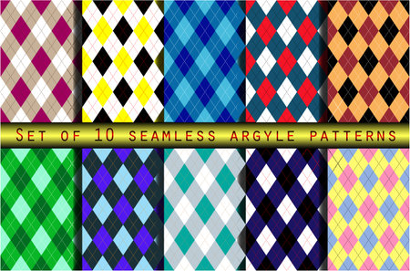 Set of 12 seamless argyle patterns.