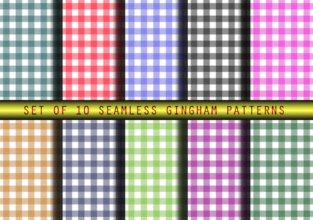 Set of 12 seamless gingham patterns.のイラスト素材