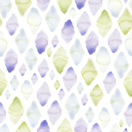Seamless watercolor rhombi pattern in blue, purple and green.の写真素材