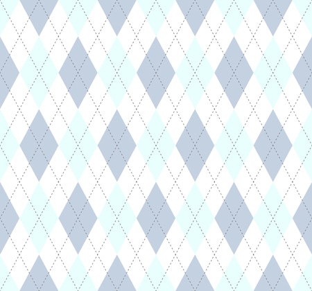 Argyle check pattern in faded blue and white. Seamless fabric texture.のイラスト素材