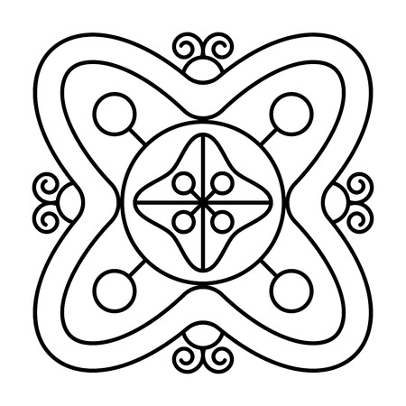 Simple floral mandala pattern for coloring book pages, tattoo prints and decorative stamps.のイラスト素材