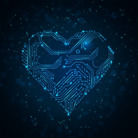Colorful abstract technology heart  のイラスト素材