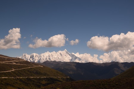 snow capped mountainsの写真素材