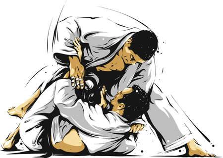 Brazilian jiu-jitsu fightのイラスト素材