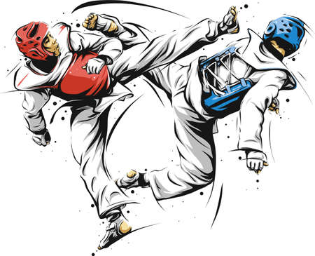 Taekwondo actionのイラスト素材