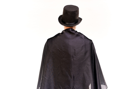 Portrait of handsome young vampire against white backgroundの写真素材