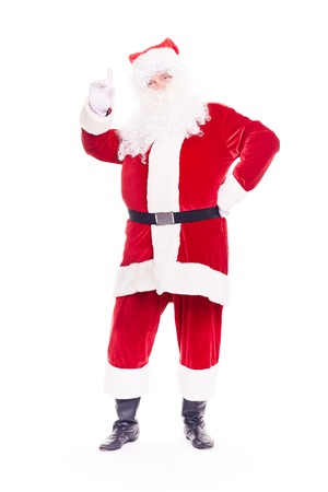 Portrait of Christmas character Santa Claus in traditional costume on white backgroundの写真素材