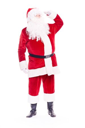 Portrait of Christmas character Santa Claus in traditional costume on white backgroundの写真素材
