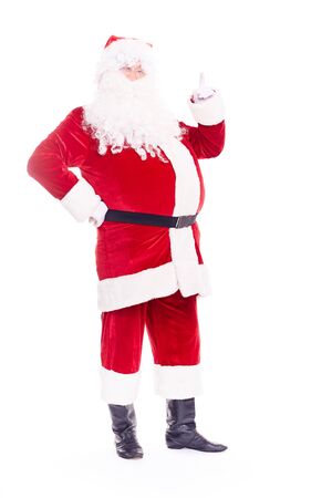 Portrait of Christmas character Santa Claus in traditional costume on white backgroundの写真素材