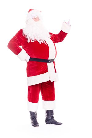 Portrait of Christmas character Santa Claus in traditional costume on white backgroundの写真素材