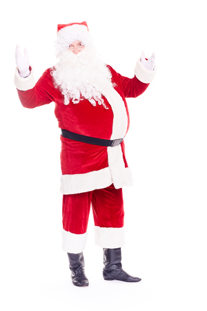 Portrait of Christmas character Santa Claus in traditional costume on white backgroundの写真素材