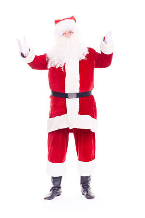 Portrait of Christmas character Santa Claus in traditional costume on white backgroundの写真素材