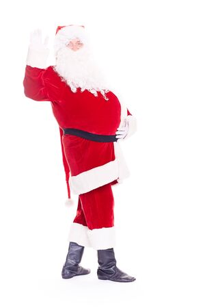 Portrait of Christmas character Santa Claus in traditional costume on white backgroundの写真素材