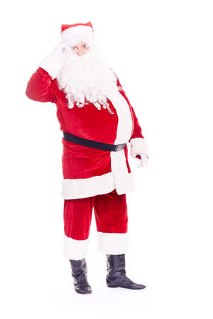 Portrait of Christmas character Santa Claus in traditional costume on white backgroundの写真素材