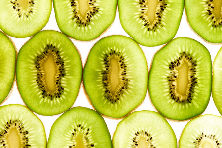 Kiwi top view close up vibrant background