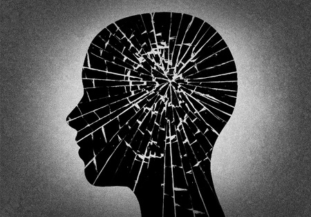 Silhouette head like broken glassの写真素材