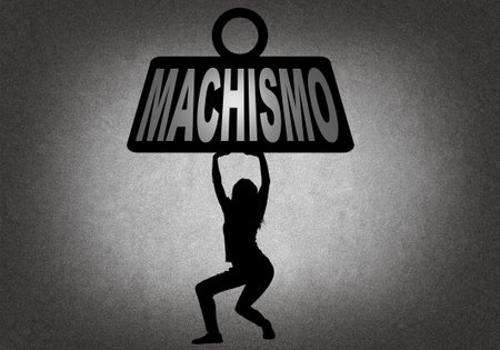 Woman bearing the weight of machismoの写真素材