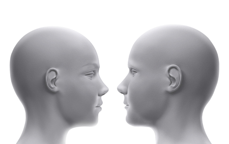 Heads of man and womanの写真素材