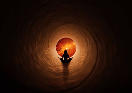 Tunnel with light in the backgroundの写真素材