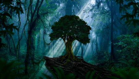 Deep tropical jungles of Southeast Asia in august