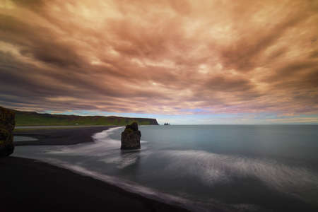 Reynisfjara, black sand beach in Icelandの写真素材