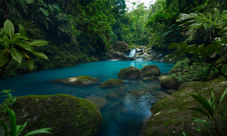 Beautiful waterfall in the rainforest of Costa Rica