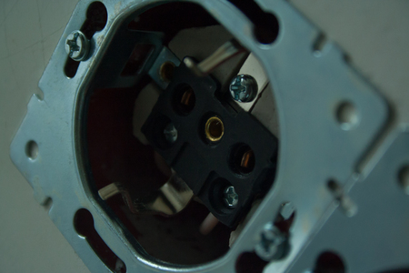 Disassembled power socket. Installation of the power socketの写真素材