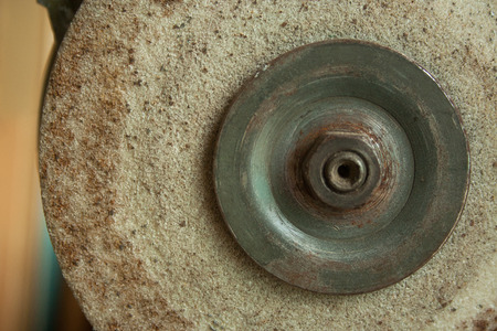 Old rusty Grindstone grinder in the workshopの写真素材