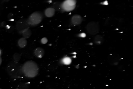 Isolated on black snow fall texture. Snow blizzard. Snowflakes isolated for design. Design elementの写真素材