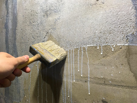 Primer process of concrete close up.